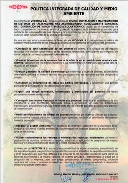 documento de politica integrada de calidad y medio ambiente